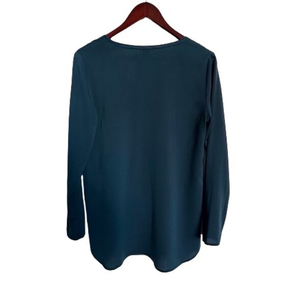 Ann Taylor Women's S Blue Modest Long Sleeves V-Neck Pull Over Blouse/Shirt Top - Picture 7 of 13